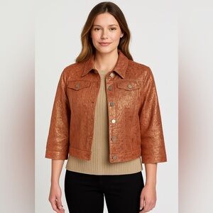Ruby Rd. metallic paisley jacket in a beautiful copper-gold tone, size 14.
